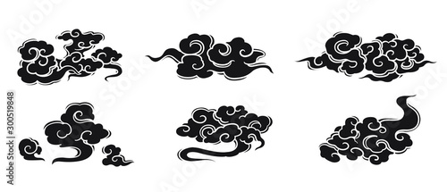 oriental chinese cloud silhouette vector set photo