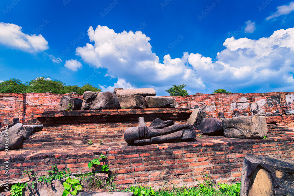 Crumbling structures at the ancient historic city of Ayutthaya