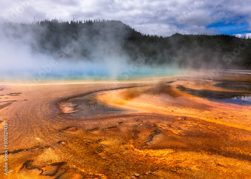 Detail of the Grand Prismatic Spring. Yellowstone National Park, Wyoming © ericurquhart