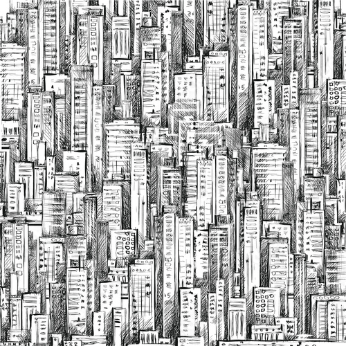 Illustration with architecture  skyscrapers  megapolis  buildings  downtown.
