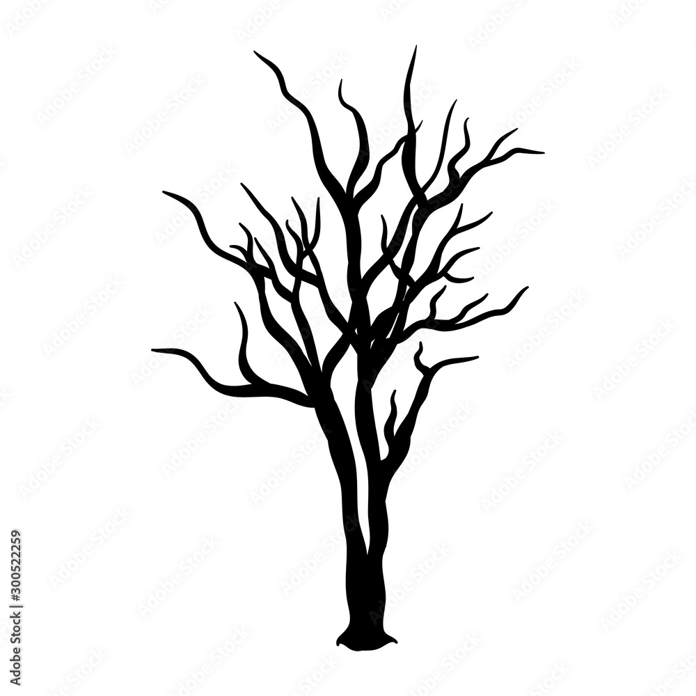 Tree silhouette isolated illustration on white background