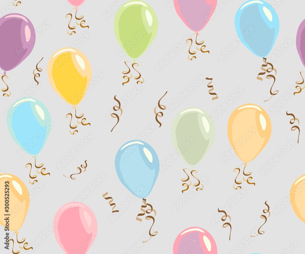 Lovely hand drawn pastel balls vector pattern. Happy pastel color balloons, colorful pastel color balloons isolated on white, celebrate festive banner with helium balloons, festive happy birthday and 