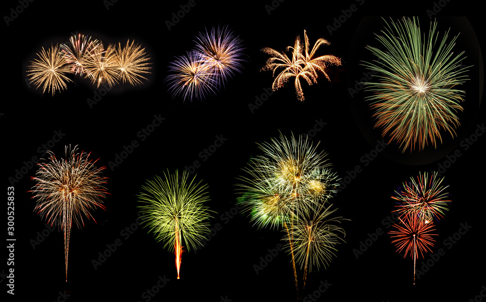 fireworks or firecracker isolated on black background, celebrations holidays or anniversary in important days
