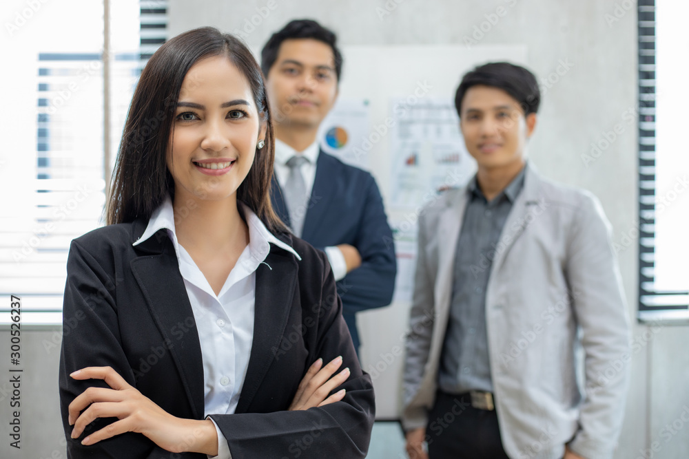 © tuiphotoengineer - Asian business women and group using notebook for meeting and business women smiling happy for working