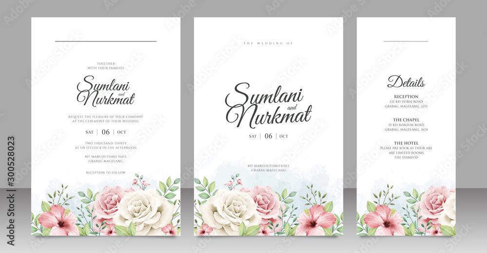 Floral garden wedding invitation card design