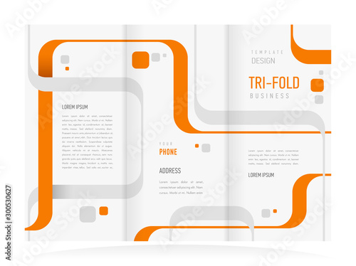 Abstract Stripes Tri-fold template design vector brochure orange color