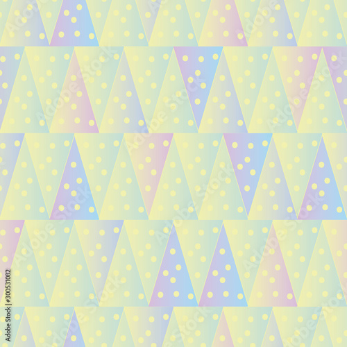 A seamless vector pattern with triangular abstracted christmas trees. Festive surface print design in cansy colors. Great background for birthday, baby shower and christmas themed projects.