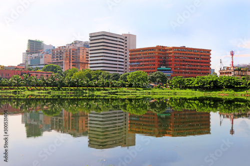 Buildings on the Lake in Dhaka photo