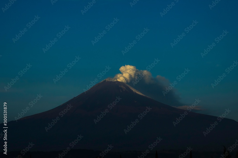 Active Popocatepetl volcano in Mexico Puebla