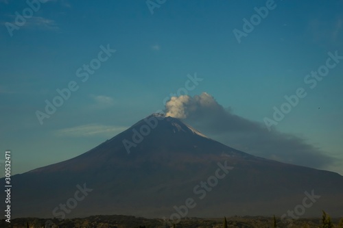 Active Popocatepetl volcano in Mexico Puebla