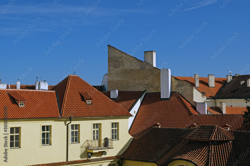 tiled roofs of old Prague