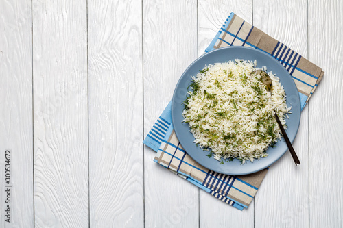 Shivid Polow, Persian Dill Rice,top view photo