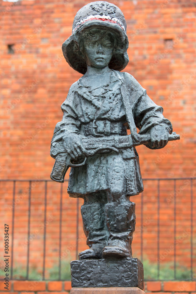 Symbolic monument of the Little Insurrectionist, a child hero fighting in the Warsaw Uprising 1944 , Warsaw, Poland