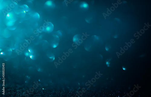 Christmas background with dark blue Abstract glitter bokeh background texture 