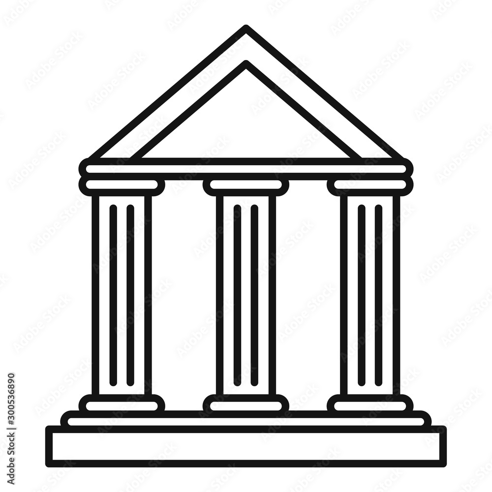 Bank building icon. Outline bank building vector icon for web design isolated on white background