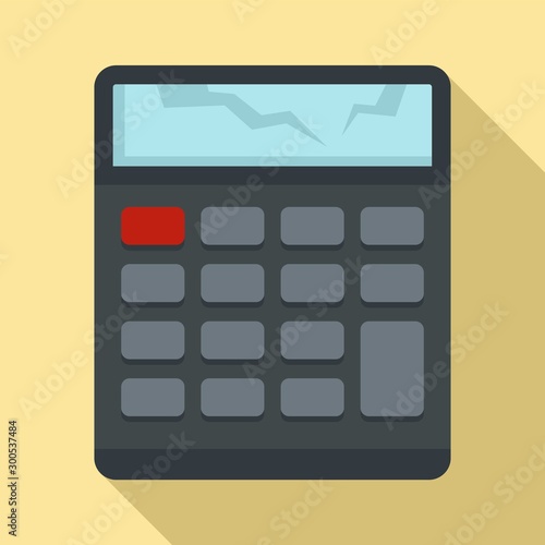 Broken calculator icon. Flat illustration of broken calculator vector icon for web design