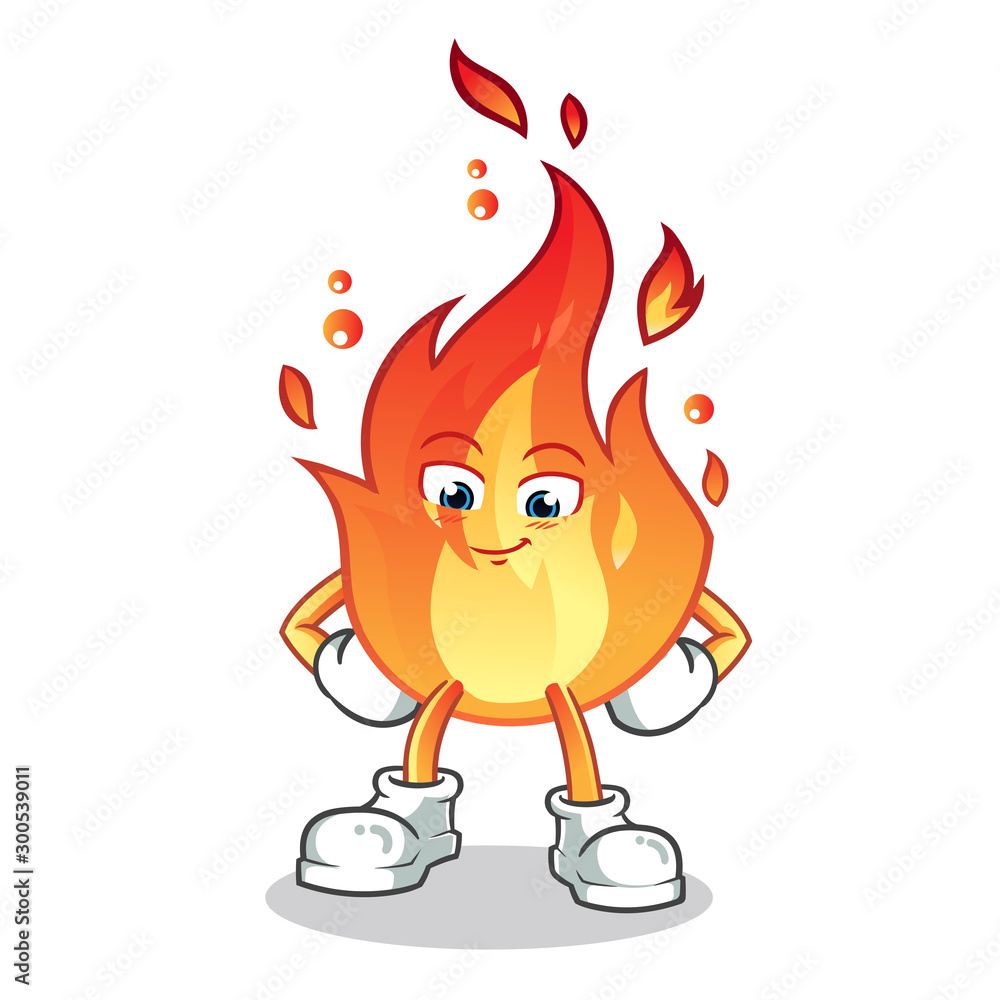 fire shy mascot vector cartoon illustration