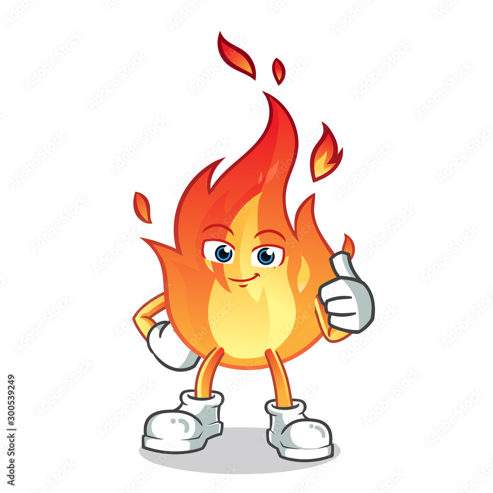 fire thumbs up mascot vector cartoon illustration Stock Vector | Adobe ...