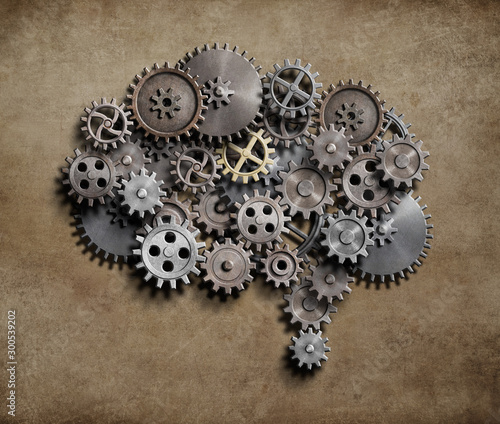 Brain made of metal gears a...