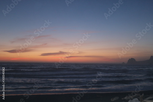 Quietly Pink Sunset Over Ocean