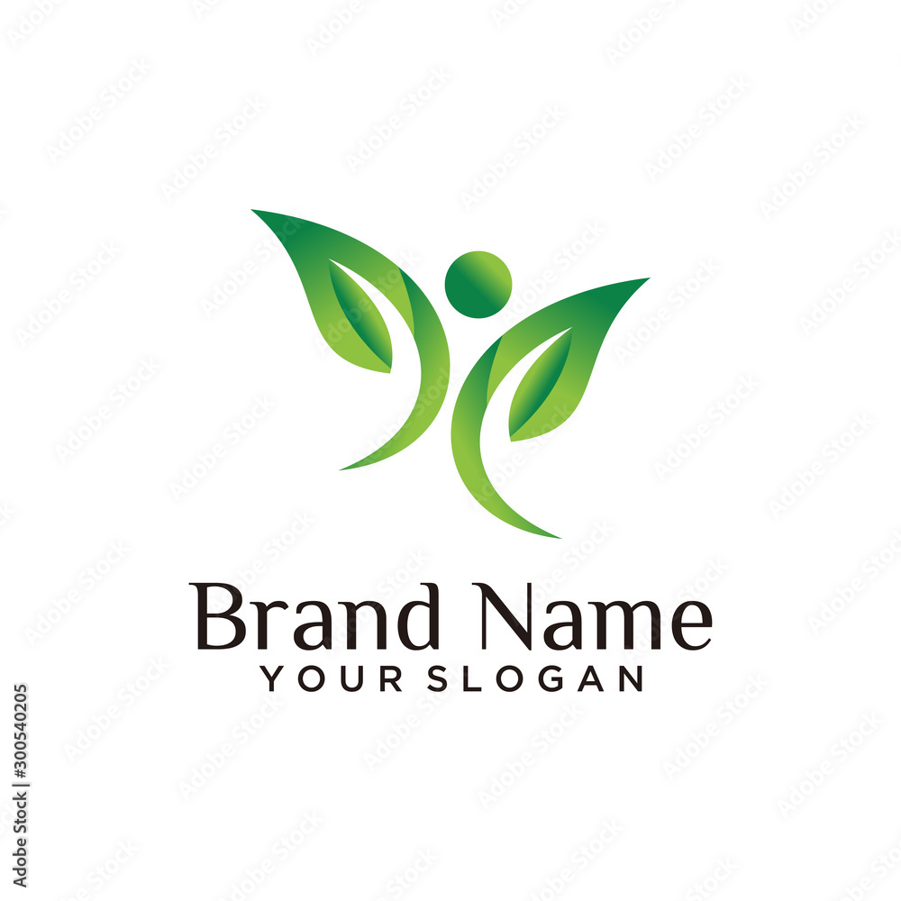 Human leaf logo designs vector template art