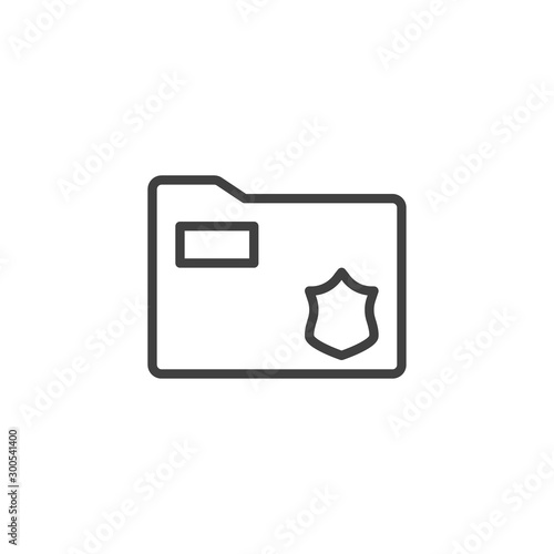 Secret files folder line icon. linear style sign for mobile concept and web design. Police document folder outline vector icon. Symbol, logo illustration. Vector graphics