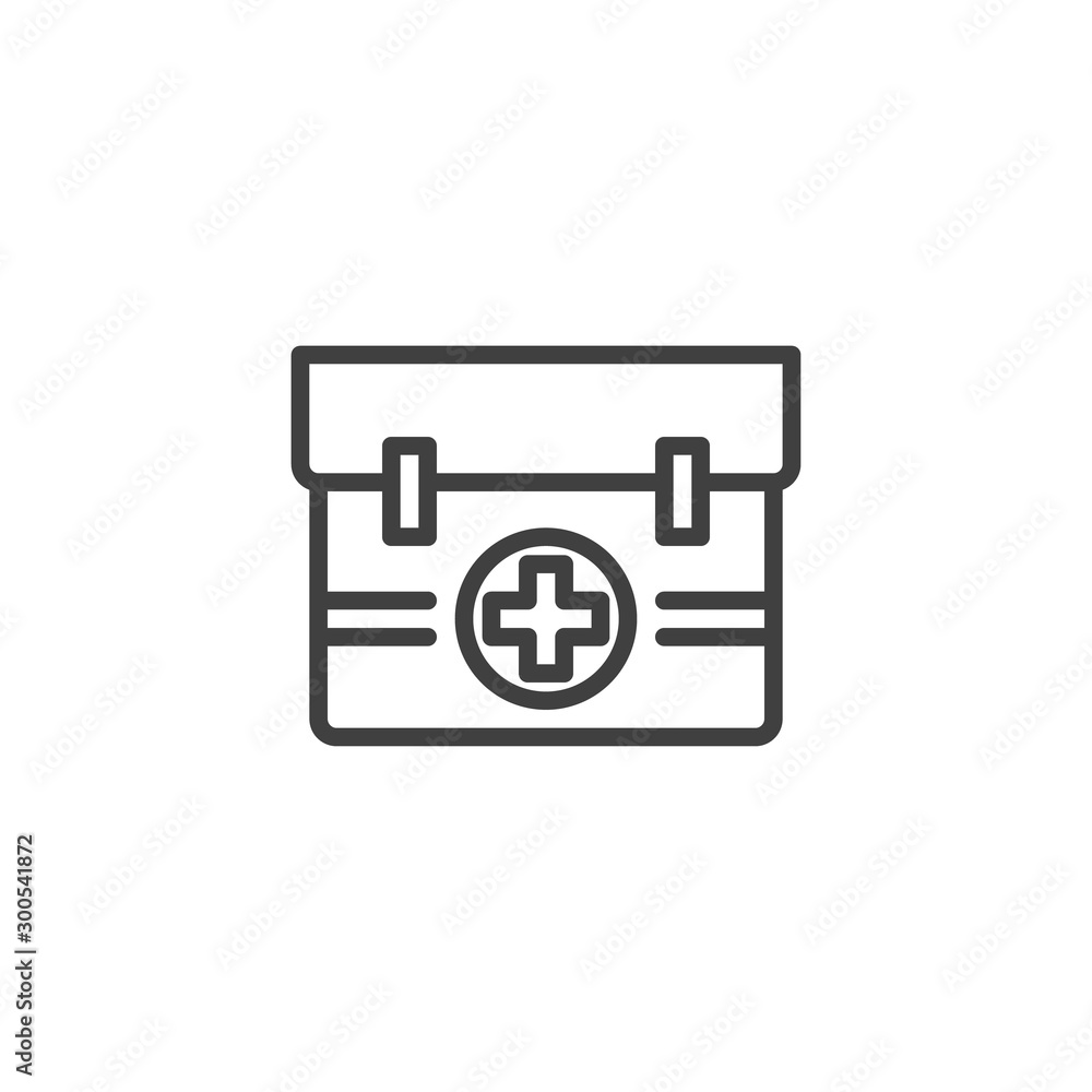 First aid kit line icon. linear style sign for mobile concept and web design. Medical bag outline vector icon. Symbol, logo illustration. Vector graphics First aid kit line icon. linear style sign for mobile concept and web design. Medical bag outline vector icon. Symbol, logo illustration. Vector graphics