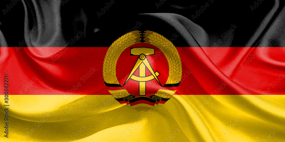 East Germany Flag. Flag of East Germany Waving Flags. 3D Realistic  Background Illustration in Silk Fabric Texture Stock Illustration | Adobe  Stock