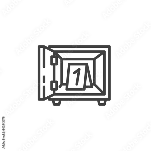 Crime scene investigation line icon. linear style sign for mobile concept and web design. Cracked Bank safe, evidence outline vector icon. Symbol, logo illustration. Vector graphics