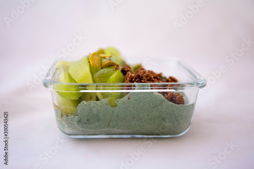 Spirulina smoothie bowl with green fruit