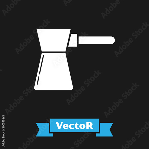 White Coffee turk icon isolated on black background. Vector Illustration