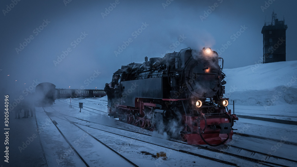 Obraz premium Parowóz na stacji kolejowej Brocken