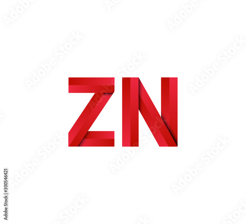 Initial two letter red 3D logo vector ZN