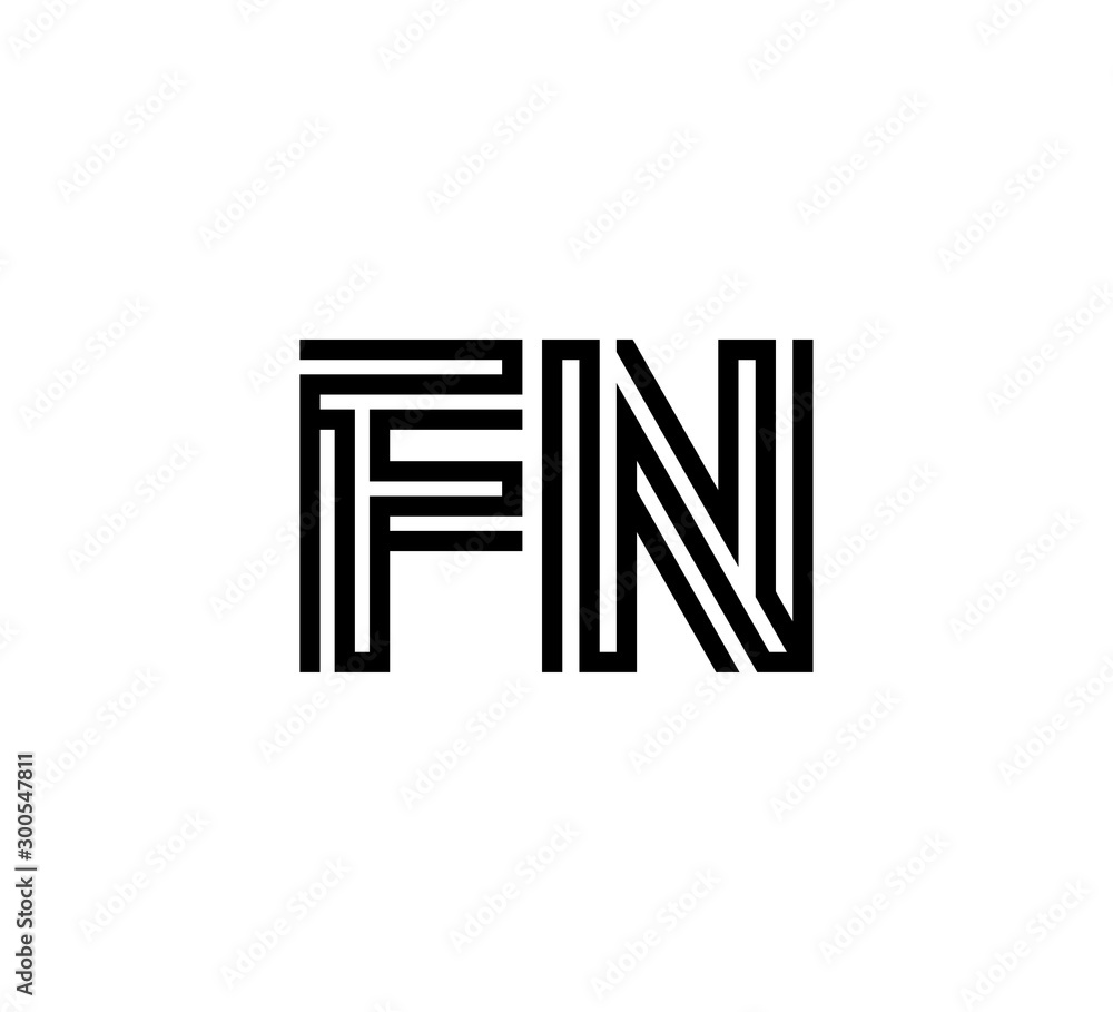 Initial two letter black line shape logo vector FN Initial two letter black line shape logo vector FN