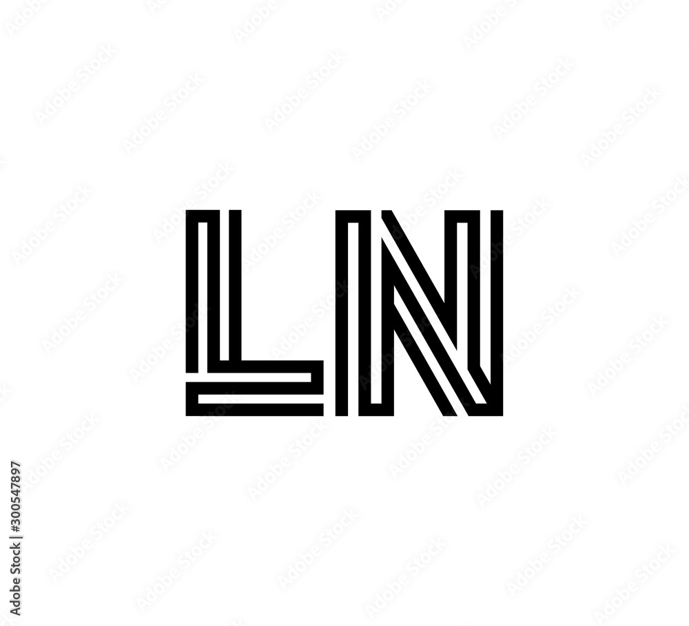 Initial two letter black line shape logo vector LN Initial two letter black line shape logo vector LN