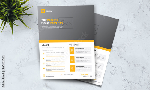 A4 minimalist modern elegant business template flayer vol 62 with orange, white and grey color cmyk ready to print in vector editable layer