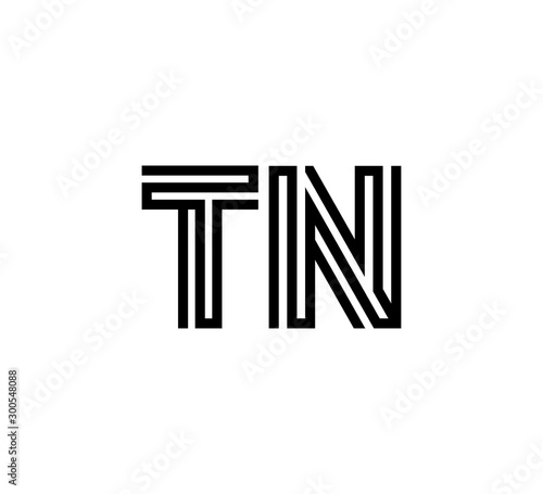 Initial two letter black line shape logo vector TN