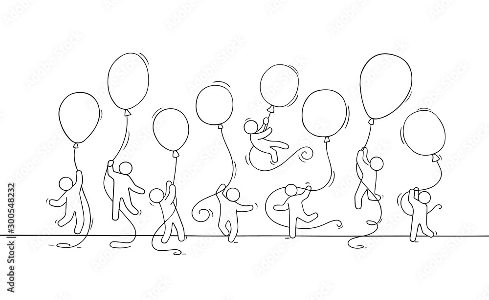 scene of workers with balloons