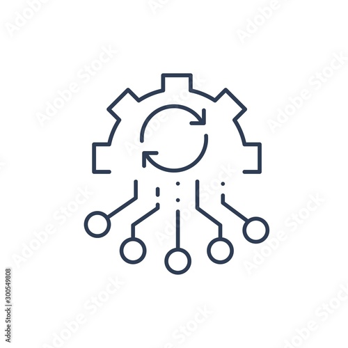 Digital transformation . Vector linear icon on a white background.