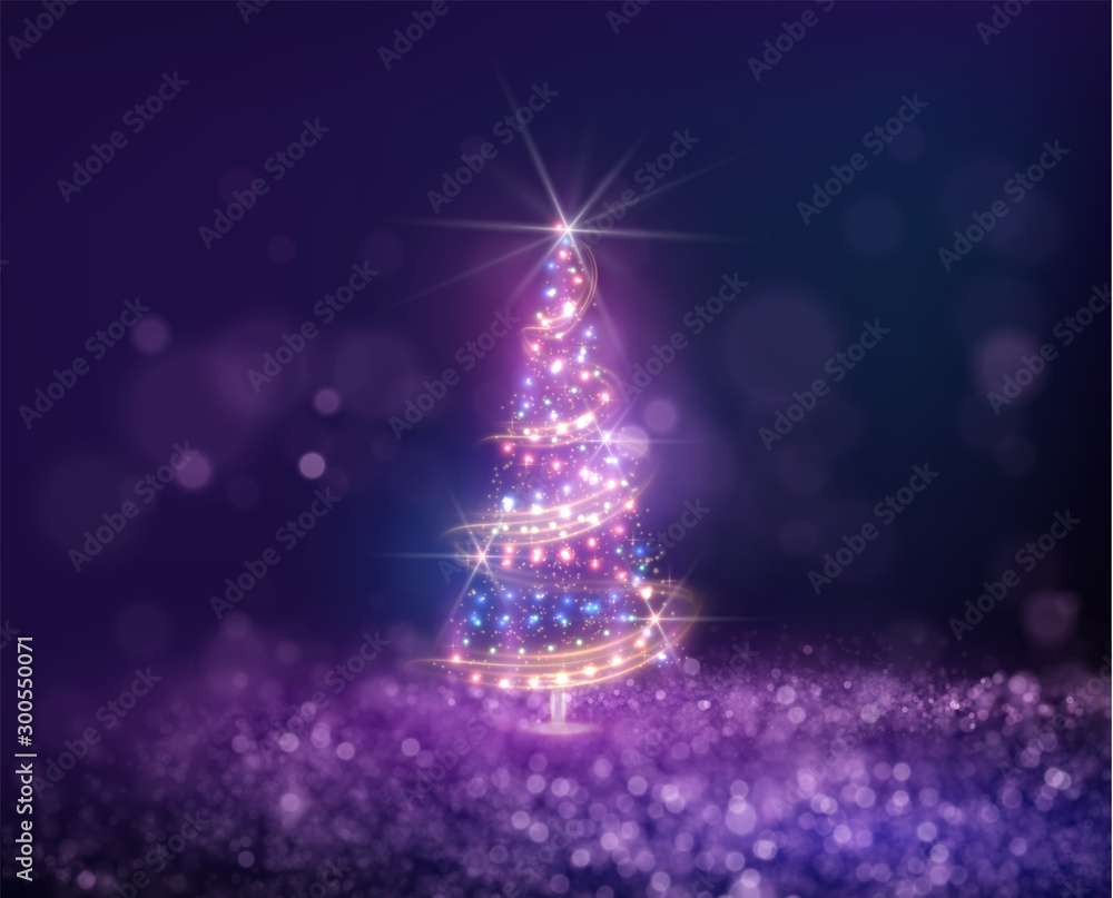 Merry Christmas shiny tree silhouette holiday background Merry Christmas shiny tree silhouette holiday background