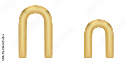 Golden line alphabet Isolated on white background. 3d illustration