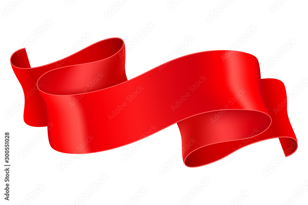 Red ribbon banner. 3d vector illustration Stock Vector | Adobe Stock