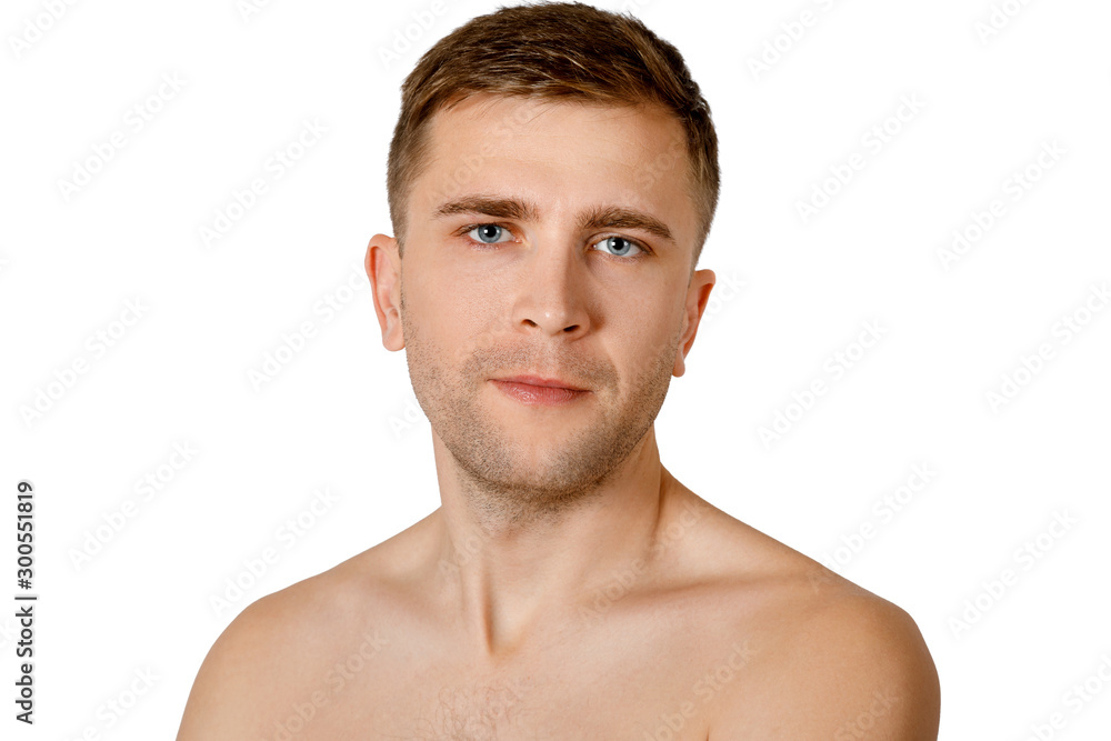 Obraz premium Portrait of a man of Caucasian appearance over white