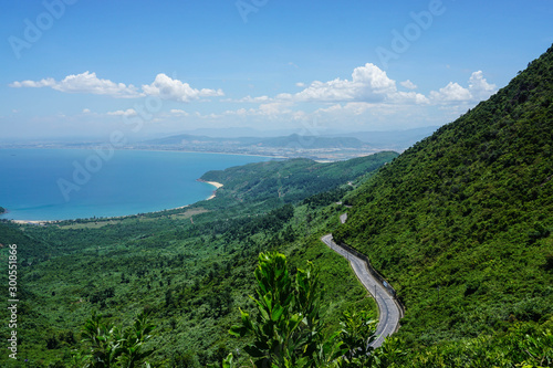 Ocean, Road, Mountains, forest