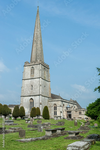 PAINSWICK, COTSWOLDS, UK - MAY 26, 2018: Painswick church in the typical village of Painswick, known as the Queen of the Cotswolds. UK 