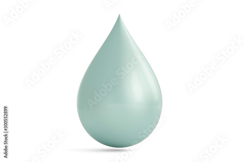 Water drop shape 3D rendering isolated on white background