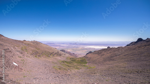 Panoramic view at Alvord Lake and Alvord desert from Steens mountain summit