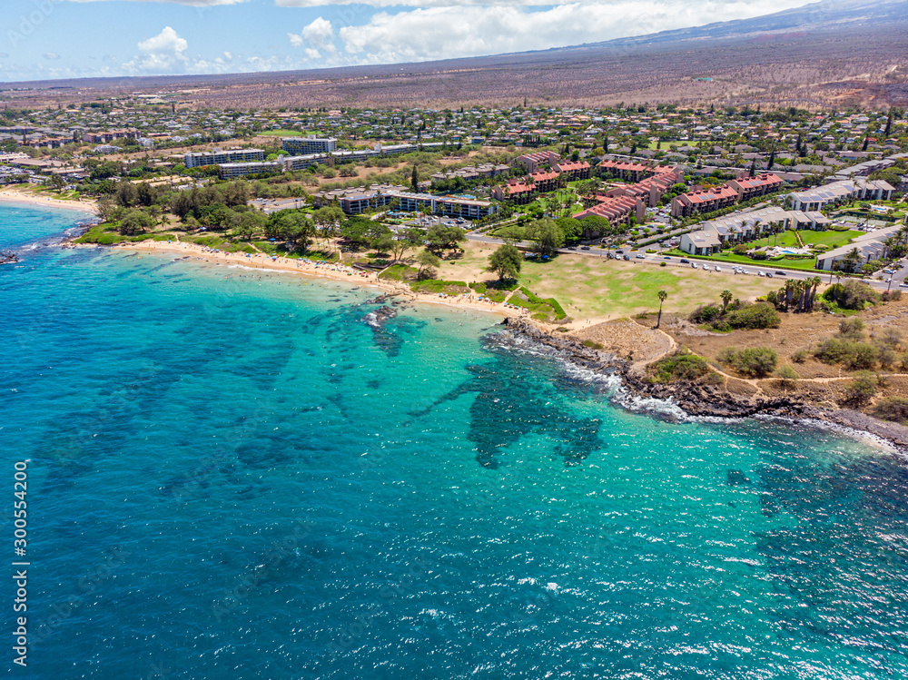 Aerial view at Kamaole Sand Beach III, Kihei, Maui, Hawaii.