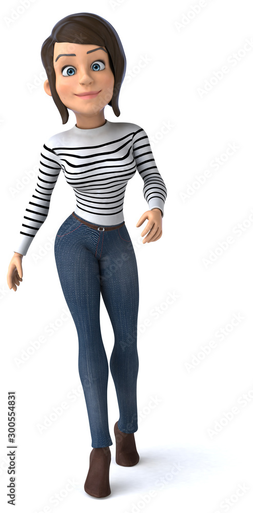 Obraz premium Fun 3D cartoon casual character woman