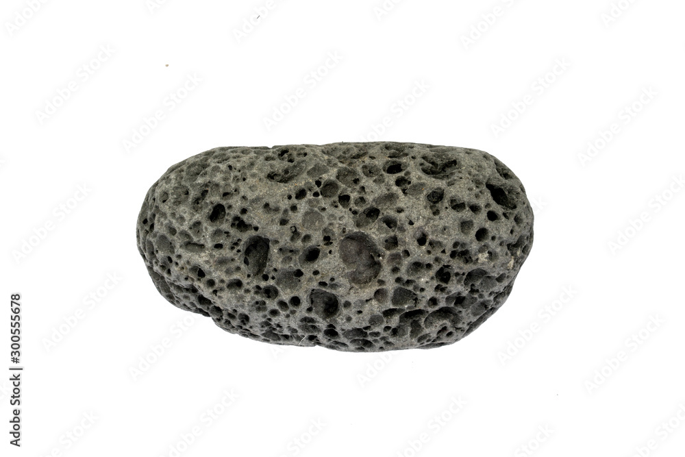 Fototapeta premium Gray pumice stone with rough surface isolated on white background